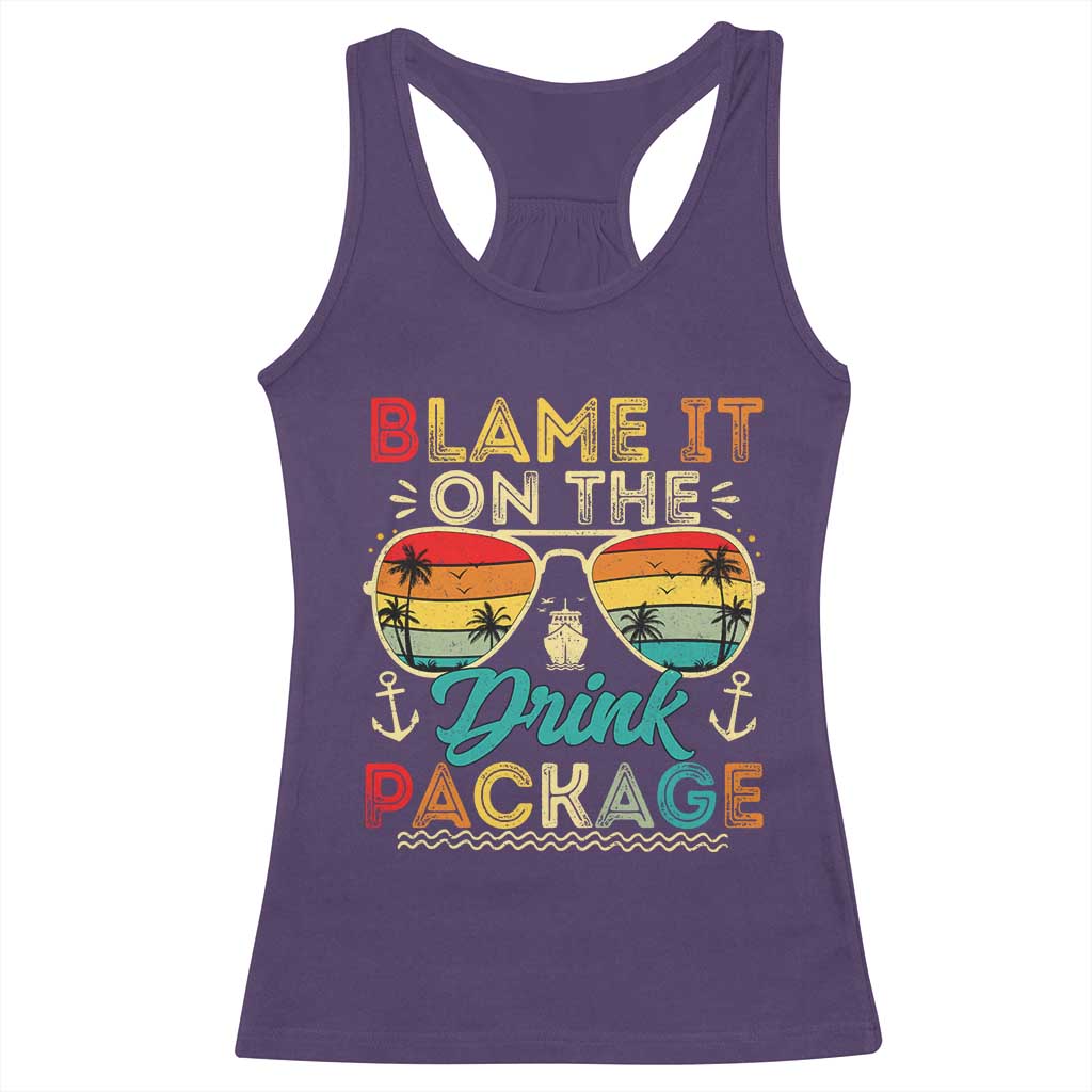 Funny Cruise Racerback Tank Top Blame it on The Cruise Package Cruising Matching - Wonder Print Shop
