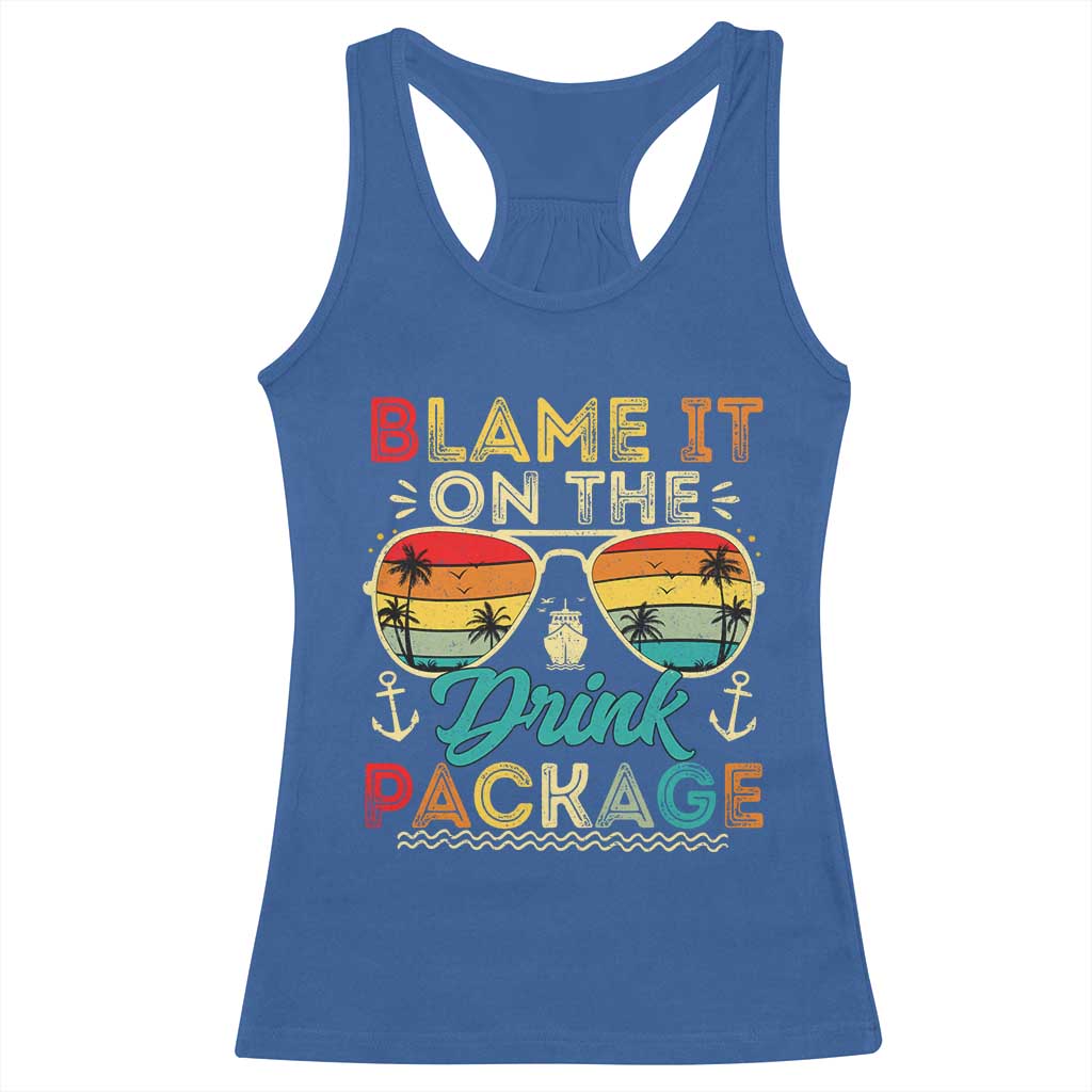 Funny Cruise Racerback Tank Top Blame it on The Cruise Package Cruising Matching - Wonder Print Shop