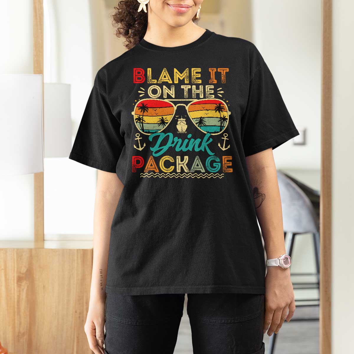 Funny Cruise T Shirt For Women Blame it on The Cruise Package Cruising Matching - Wonder Print Shop