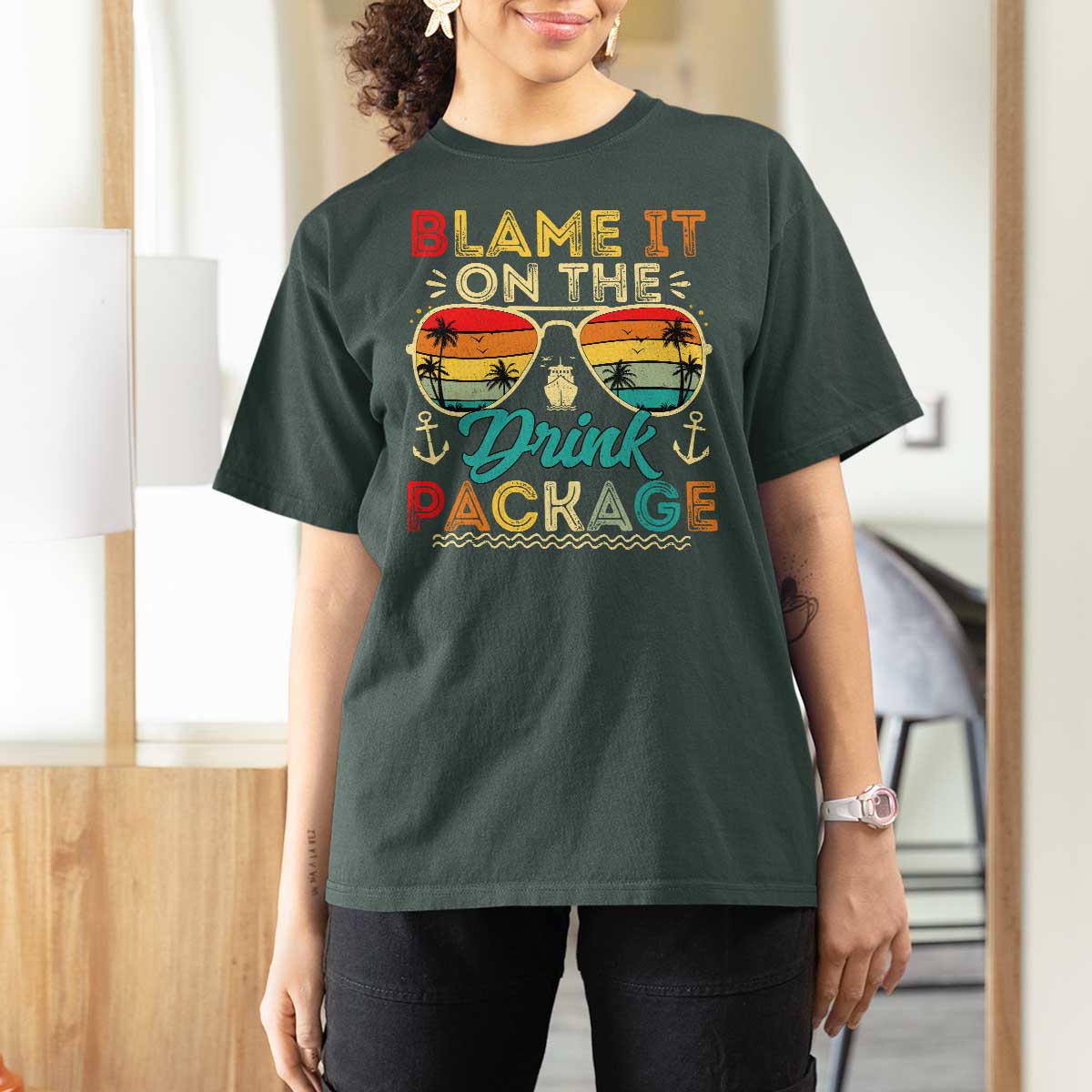 Funny Cruise T Shirt For Women Blame it on The Cruise Package Cruising Matching - Wonder Print Shop