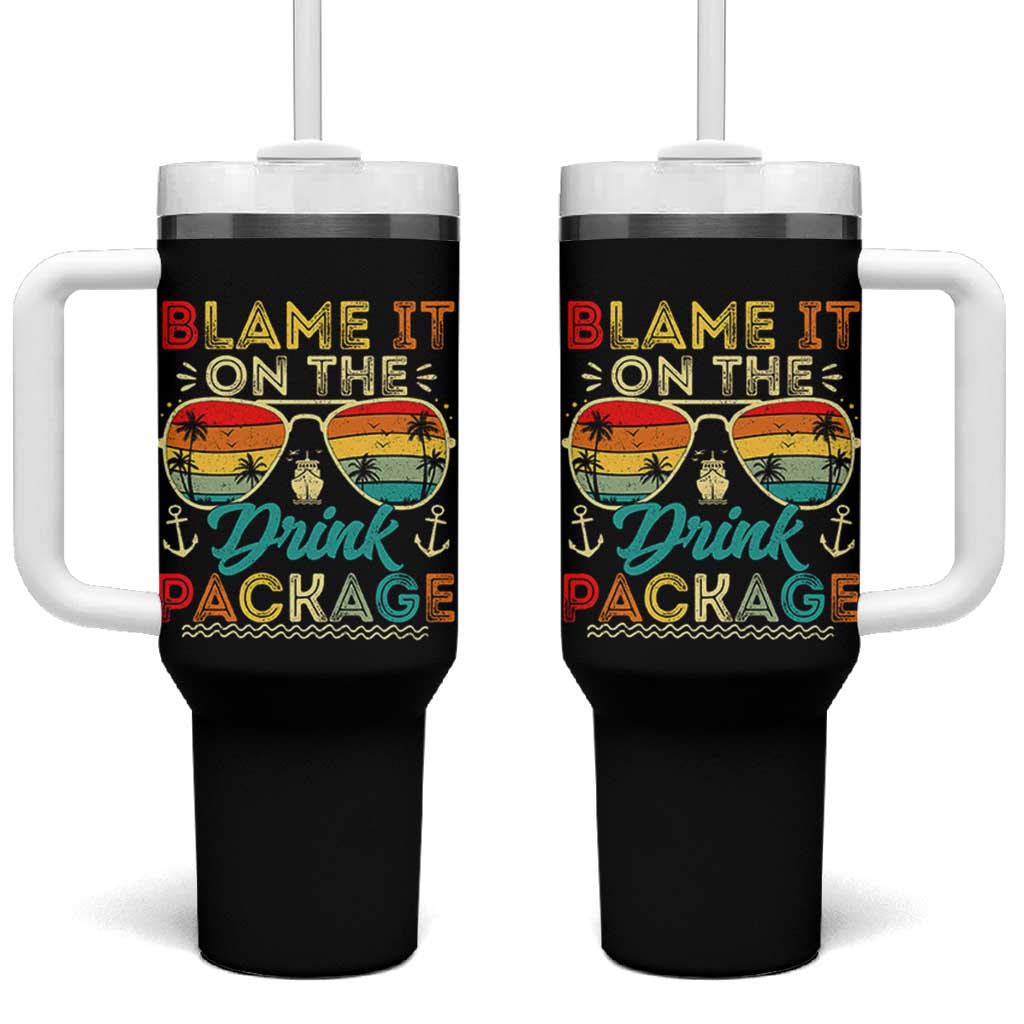 Funny Cruise Tumbler With Handle Blame it on The Cruise Package Cruising Matching - Wonder Print Shop