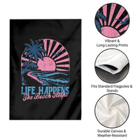 Life Happens The Beach Helps Garden Flag Retro Coastal Ocean Therapy Cute Summer Vibes - Wonder Print Shop