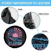 Life Happens The Beach Helps Spare Tire Cover Retro Coastal Ocean Therapy Cute Summer Vibes - Wonder Print Shop