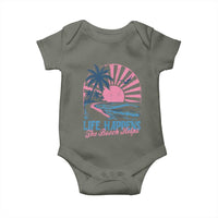 Life Happens The Beach Helps Baby Onesie Retro Coastal Ocean Therapy Cute Summer Vibes - Wonder Print Shop