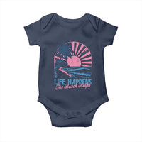 Life Happens The Beach Helps Baby Onesie Retro Coastal Ocean Therapy Cute Summer Vibes - Wonder Print Shop