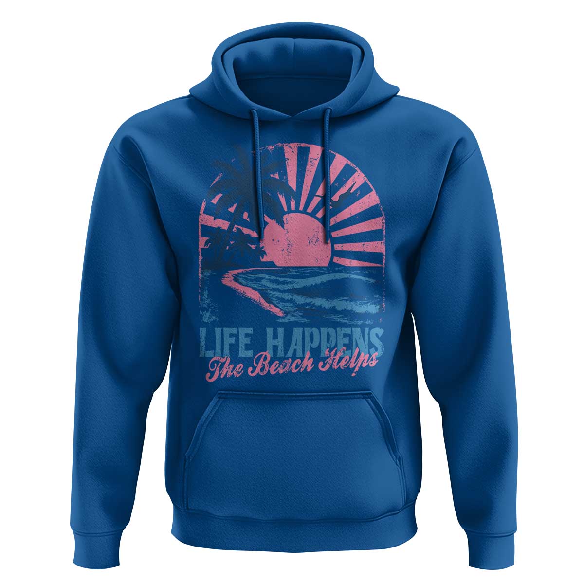 Life Happens The Beach Helps Hoodie Retro Coastal Ocean Therapy Cute Summer Vibes - Wonder Print Shop