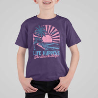 Life Happens The Beach Helps T Shirt For Kid Retro Coastal Ocean Therapy Cute Summer Vibes - Wonder Print Shop
