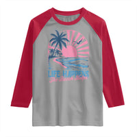 Life Happens The Beach Helps Raglan Shirt Retro Coastal Ocean Therapy Cute Summer Vibes - Wonder Print Shop