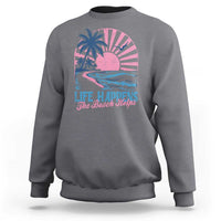 Life Happens The Beach Helps Sweatshirt Retro Coastal Ocean Therapy Cute Summer Vibes - Wonder Print Shop