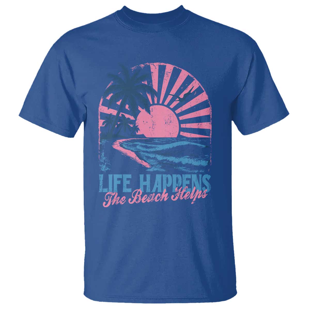 Life Happens The Beach Helps T Shirt Retro Coastal Ocean Therapy Cute Summer Vibes - Wonder Print Shop