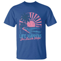 Life Happens The Beach Helps T Shirt Retro Coastal Ocean Therapy Cute Summer Vibes - Wonder Print Shop