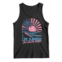 Life Happens The Beach Helps Tank Top Retro Coastal Ocean Therapy Cute Summer Vibes - Wonder Print Shop