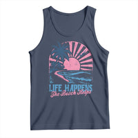 Life Happens The Beach Helps Tank Top Retro Coastal Ocean Therapy Cute Summer Vibes - Wonder Print Shop