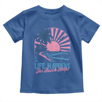 Life Happens The Beach Helps Toddler T Shirt Retro Coastal Ocean Therapy Cute Summer Vibes - Wonder Print Shop