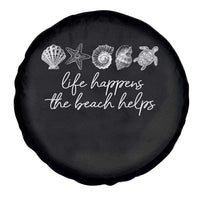 Life Happens The Beach Helps Spare Tire Cover Coastal Ocean Therapy Cute Summer Vibes - Wonder Print Shop