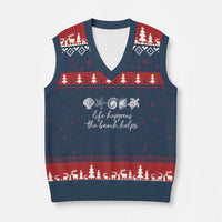 Life Happens The Beach Helps V-Neck Knit Sweater Vest Coastal Ocean Therapy Cute Summer Vibes - Wonder Print Shop
