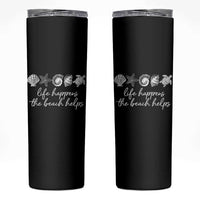 Life Happens The Beach Helps Skinny Tumbler Coastal Ocean Therapy Cute Summer Vibes - Wonder Print Shop