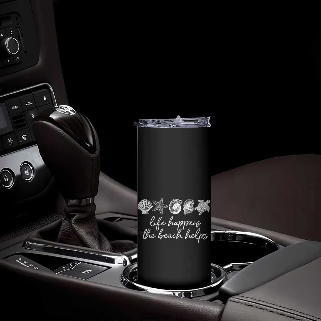 Life Happens The Beach Helps Skinny Tumbler Coastal Ocean Therapy Cute Summer Vibes - Wonder Print Shop