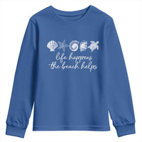 Life Happens The Beach Helps Youth Sweatshirt Coastal Ocean Therapy Cute Summer Vibes - Wonder Print Shop
