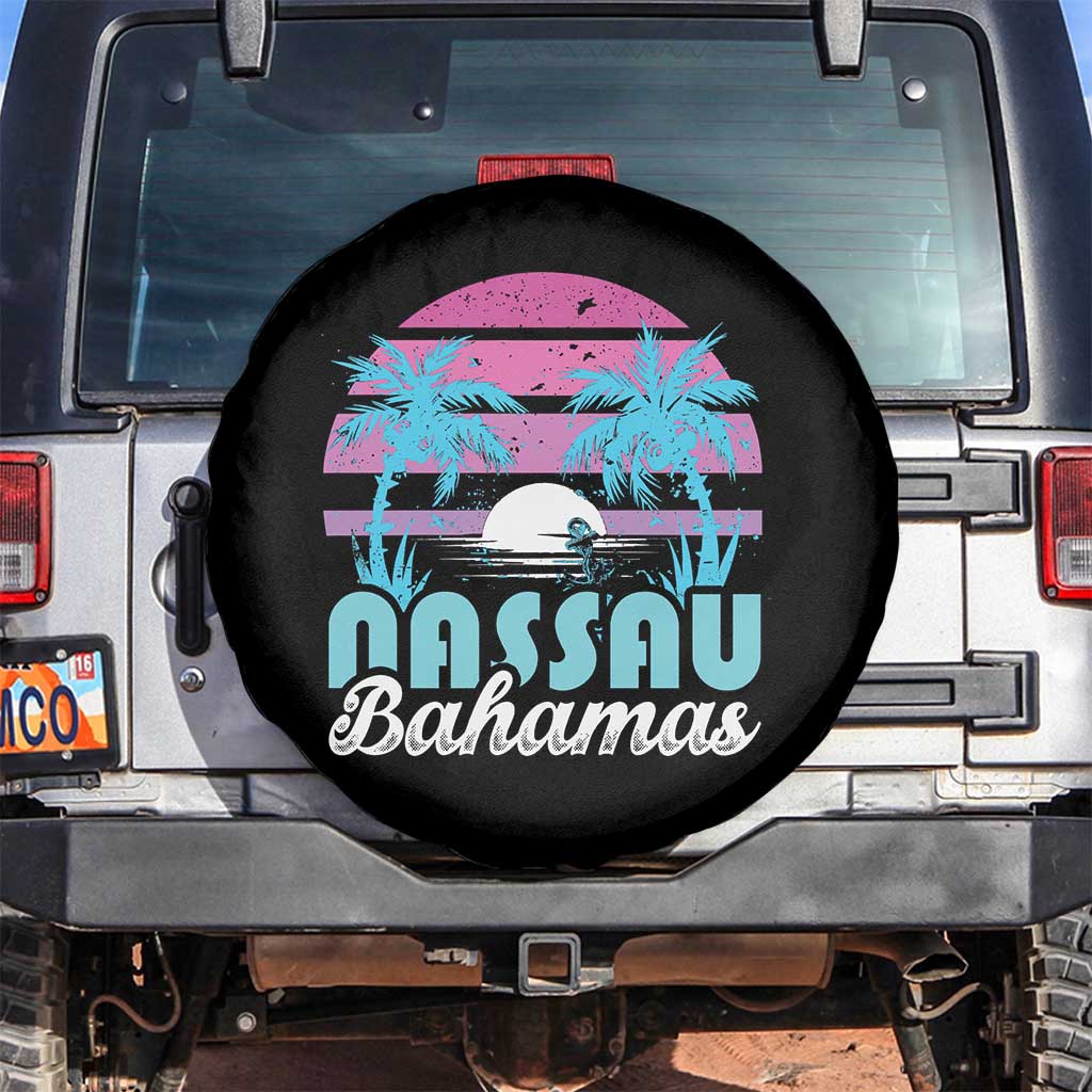 Vintage Nassau Spare Tire Cover Tropical Island Palm Trees Beach Bahamas Vacation - Wonder Print Shop