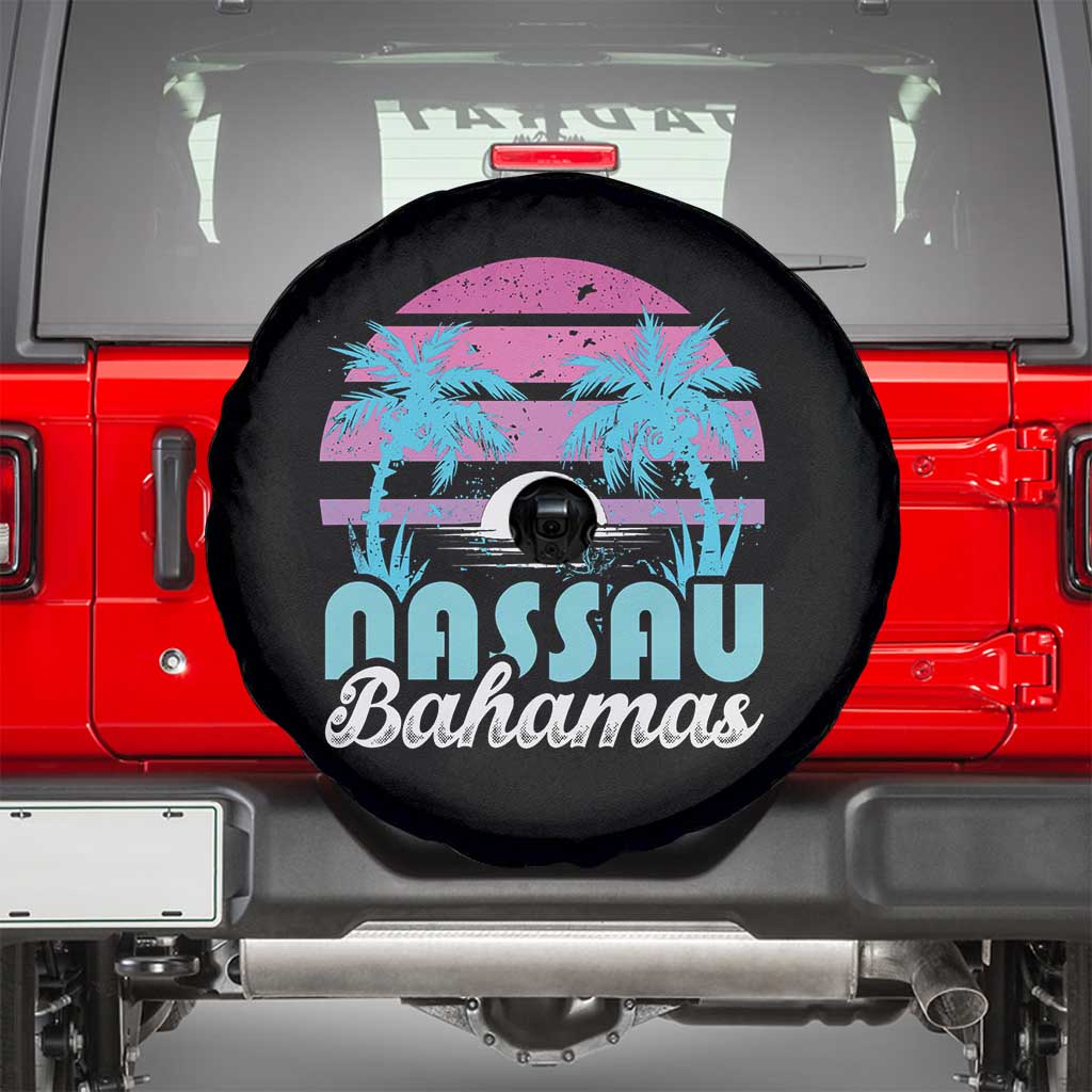 Vintage Nassau Spare Tire Cover Tropical Island Palm Trees Beach Bahamas Vacation - Wonder Print Shop