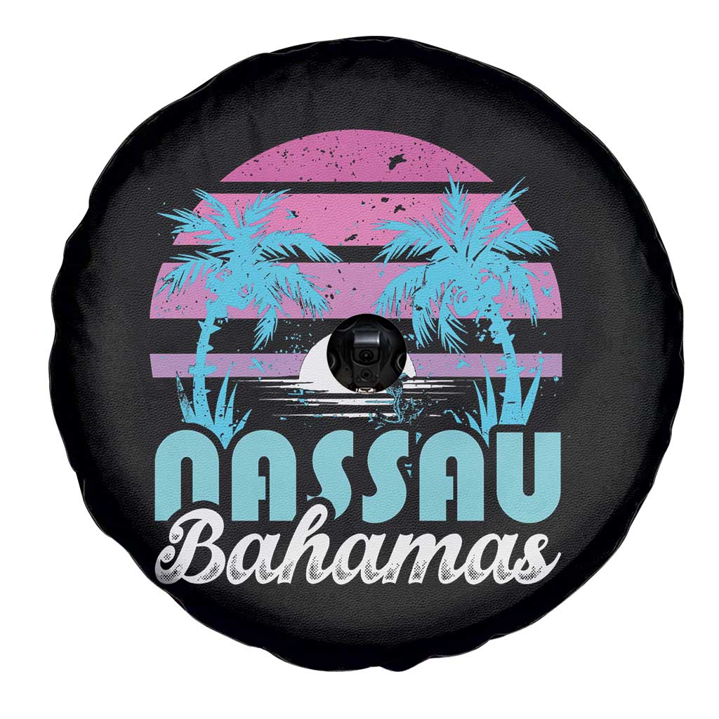 Vintage Nassau Spare Tire Cover Tropical Island Palm Trees Beach Bahamas Vacation - Wonder Print Shop