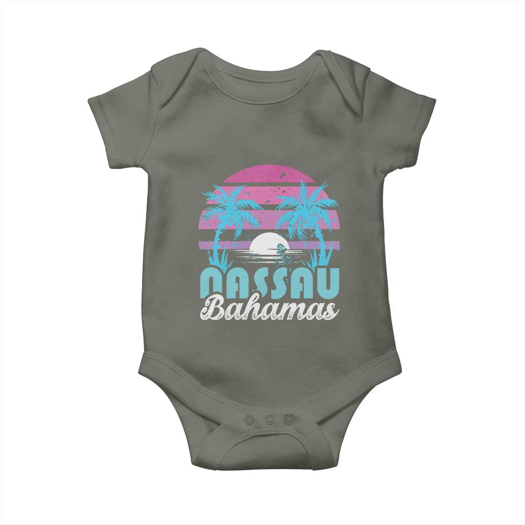 Vintage Nassau Baby Onesie Tropical Island Palm Trees Beach Bahamas Vacation - Wonder Print Shop