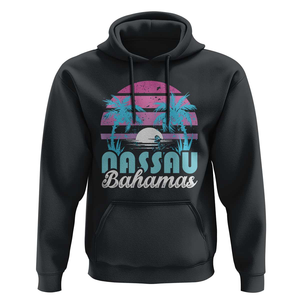 Vintage Nassau Hoodie Tropical Island Palm Trees Beach Bahamas Vacation - Wonder Print Shop
