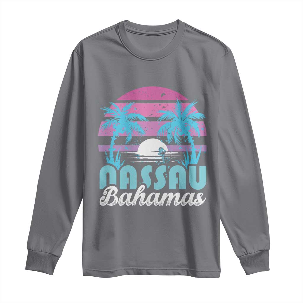Vintage Nassau Long Sleeve Shirt Tropical Island Palm Trees Beach Bahamas Vacation - Wonder Print Shop