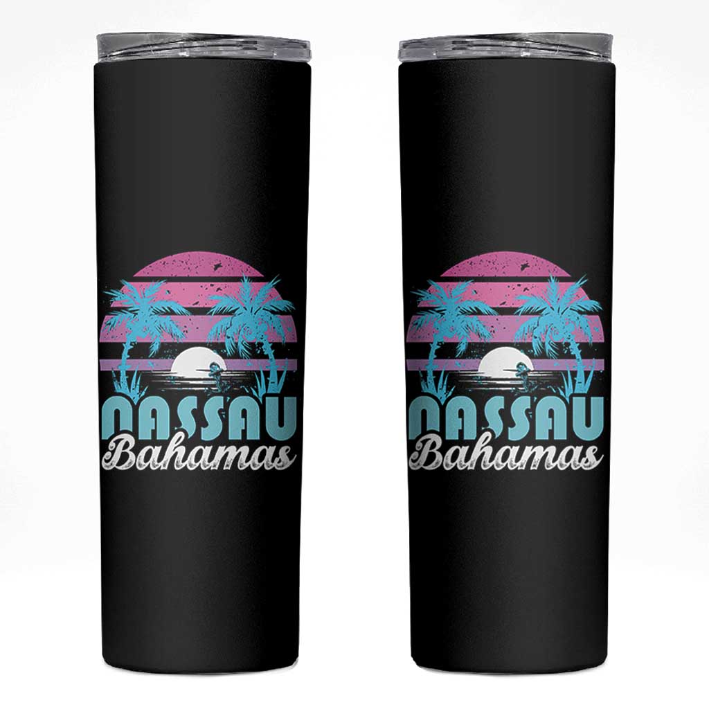Vintage Nassau Skinny Tumbler Tropical Island Palm Trees Beach Bahamas Vacation - Wonder Print Shop