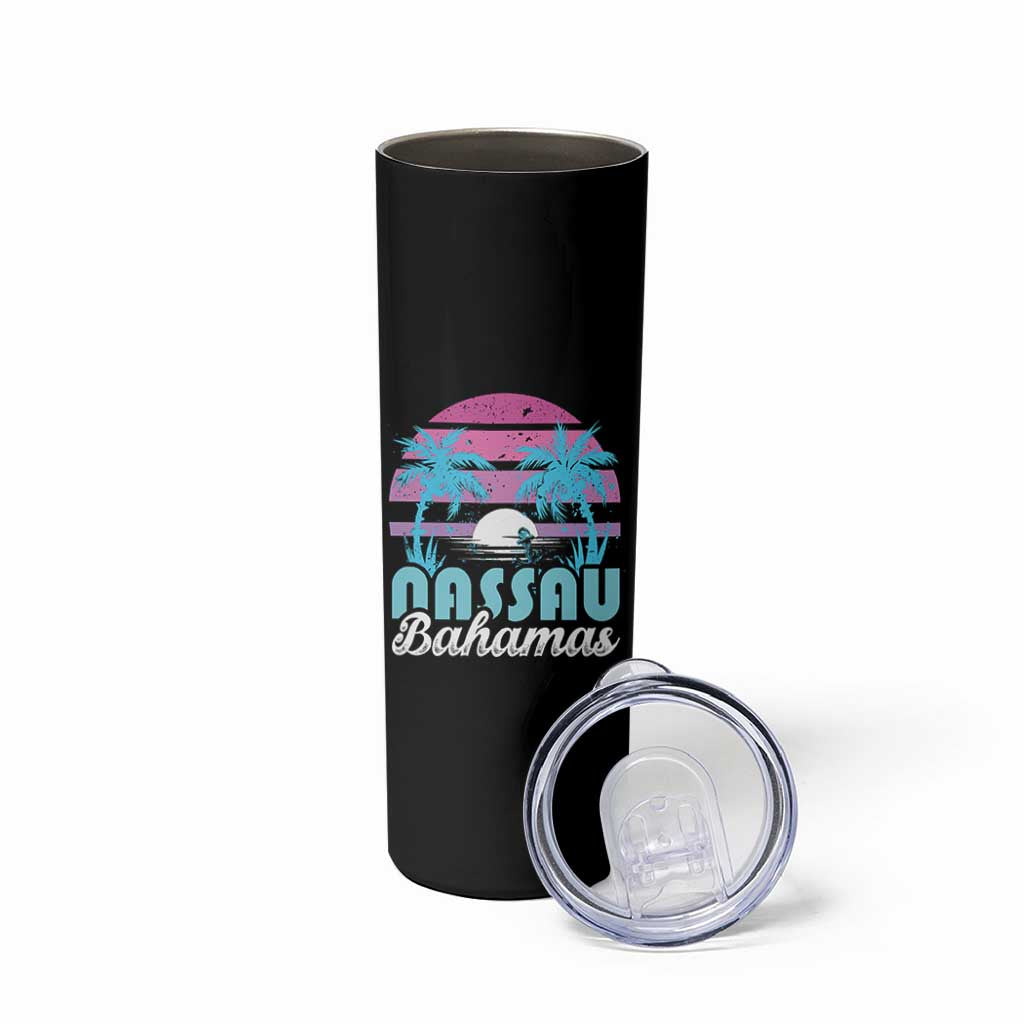 Vintage Nassau Skinny Tumbler Tropical Island Palm Trees Beach Bahamas Vacation - Wonder Print Shop