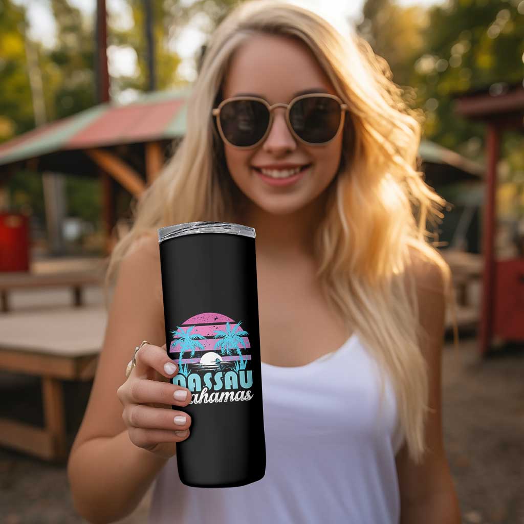 Vintage Nassau Skinny Tumbler Tropical Island Palm Trees Beach Bahamas Vacation - Wonder Print Shop