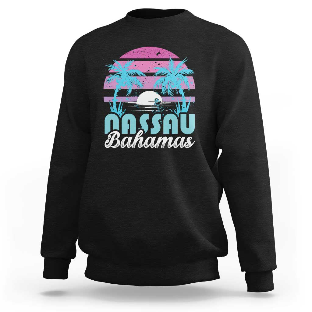 Vintage Nassau Sweatshirt Tropical Island Palm Trees Beach Bahamas Vacation - Wonder Print Shop