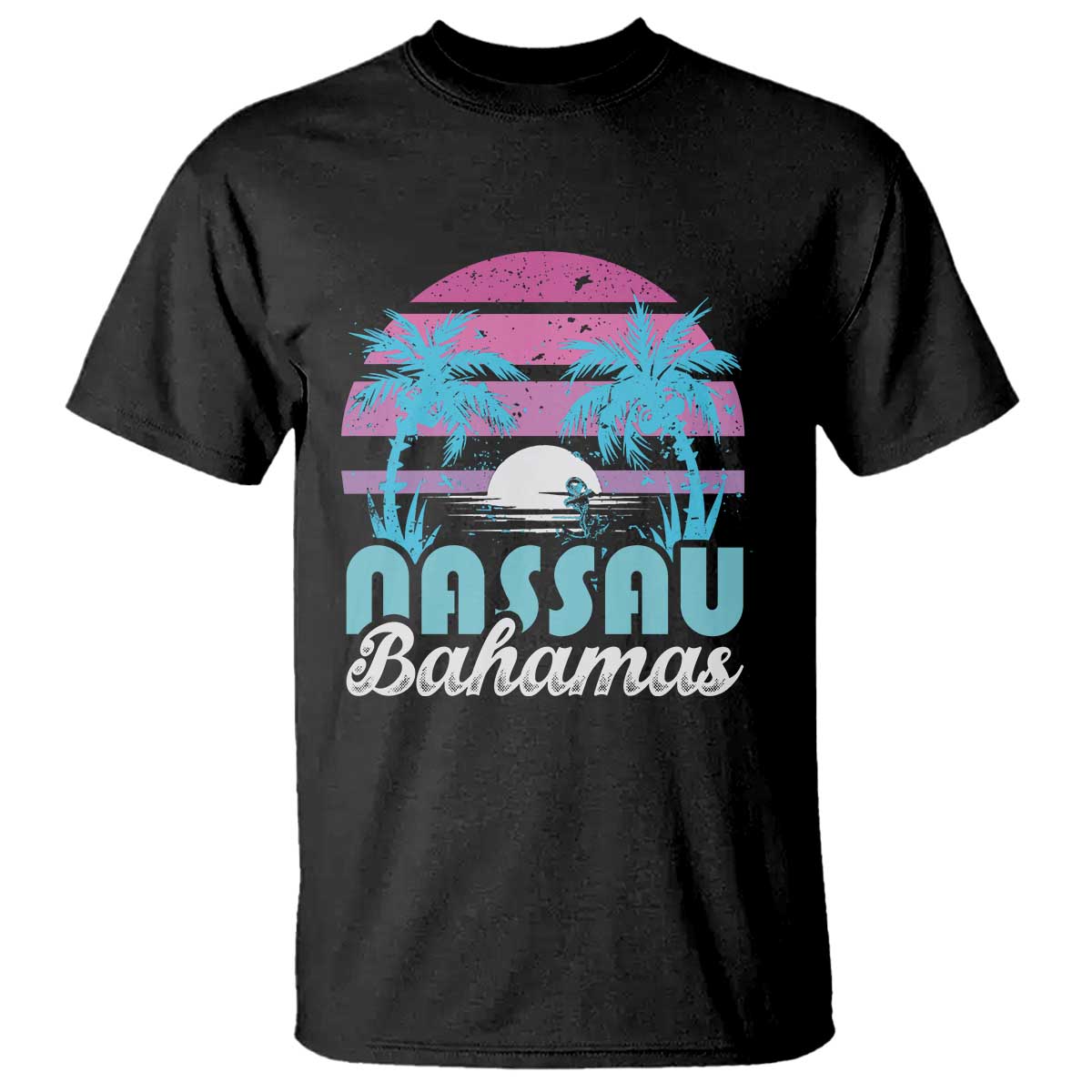 Vintage Nassau T Shirt Tropical Island Palm Trees Beach Bahamas Vacation - Wonder Print Shop