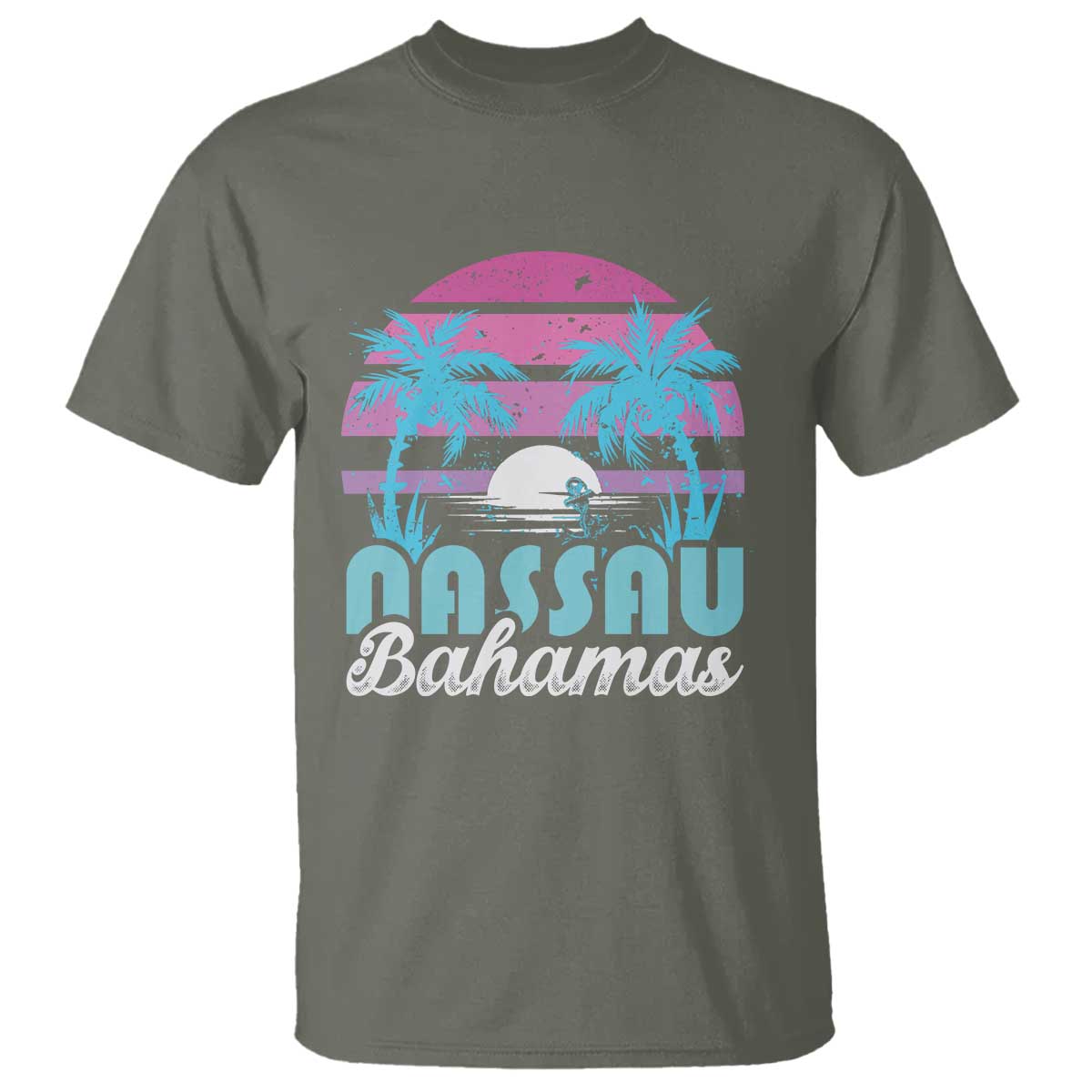 Vintage Nassau T Shirt Tropical Island Palm Trees Beach Bahamas Vacation - Wonder Print Shop