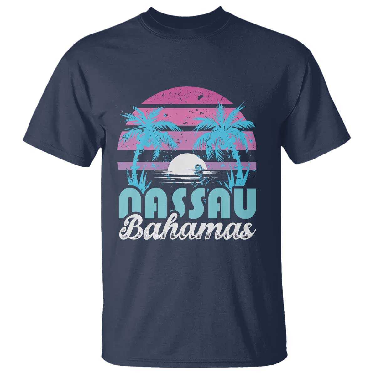 Vintage Nassau T Shirt Tropical Island Palm Trees Beach Bahamas Vacation - Wonder Print Shop