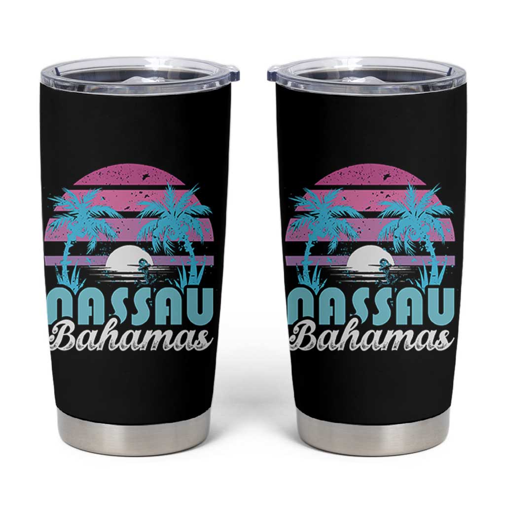 Vintage Nassau Tumbler Cup Tropical Island Palm Trees Beach Bahamas Vacation - Wonder Print Shop