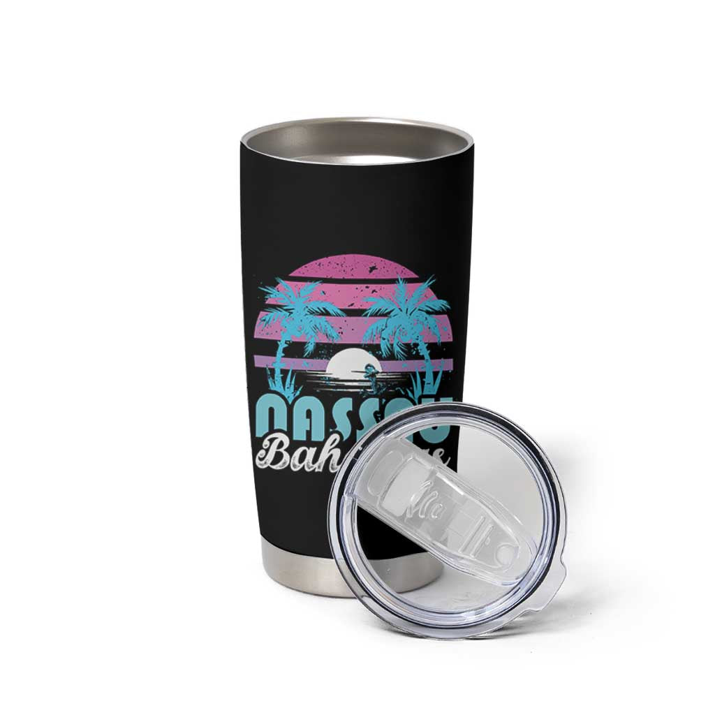 Vintage Nassau Tumbler Cup Tropical Island Palm Trees Beach Bahamas Vacation - Wonder Print Shop
