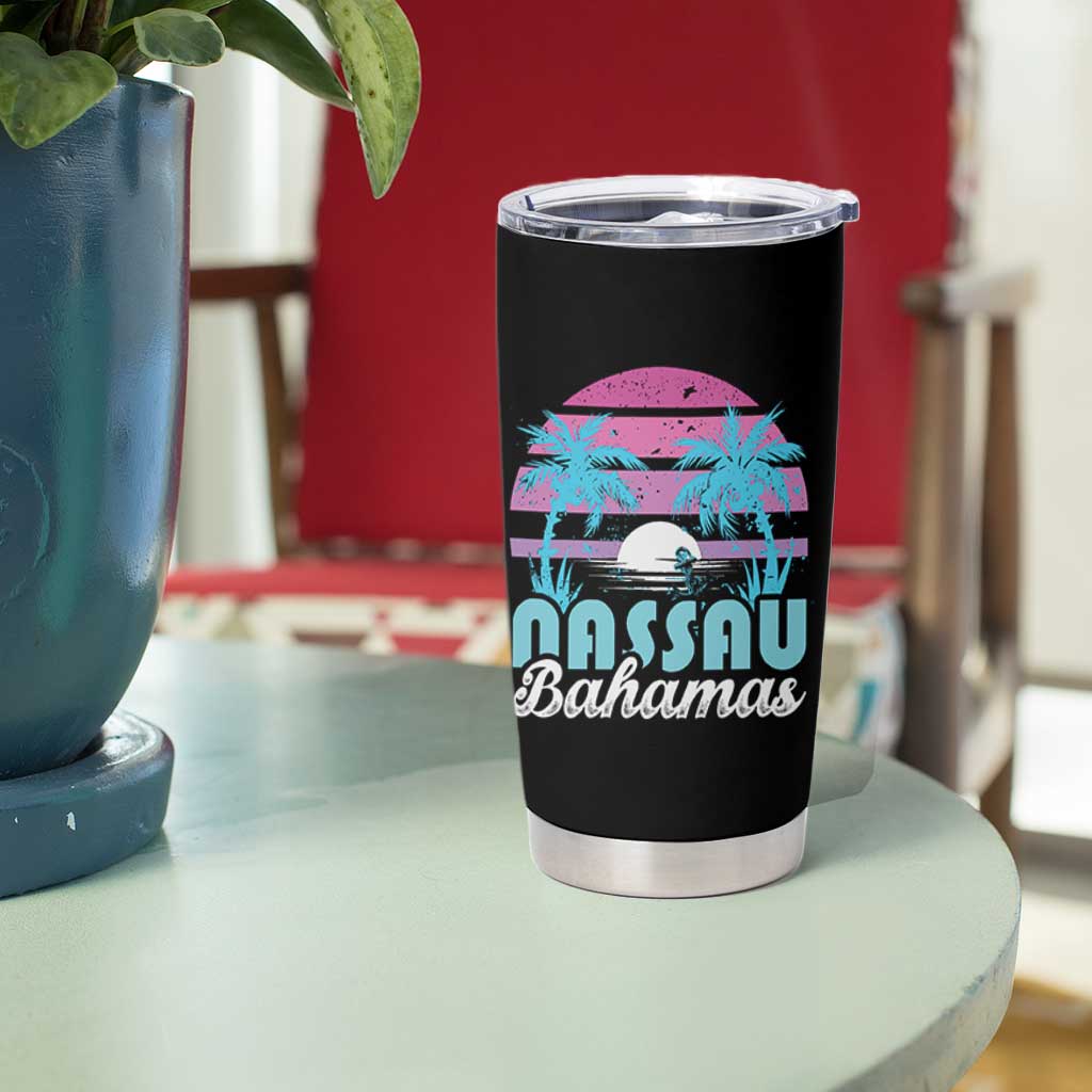 Vintage Nassau Tumbler Cup Tropical Island Palm Trees Beach Bahamas Vacation - Wonder Print Shop