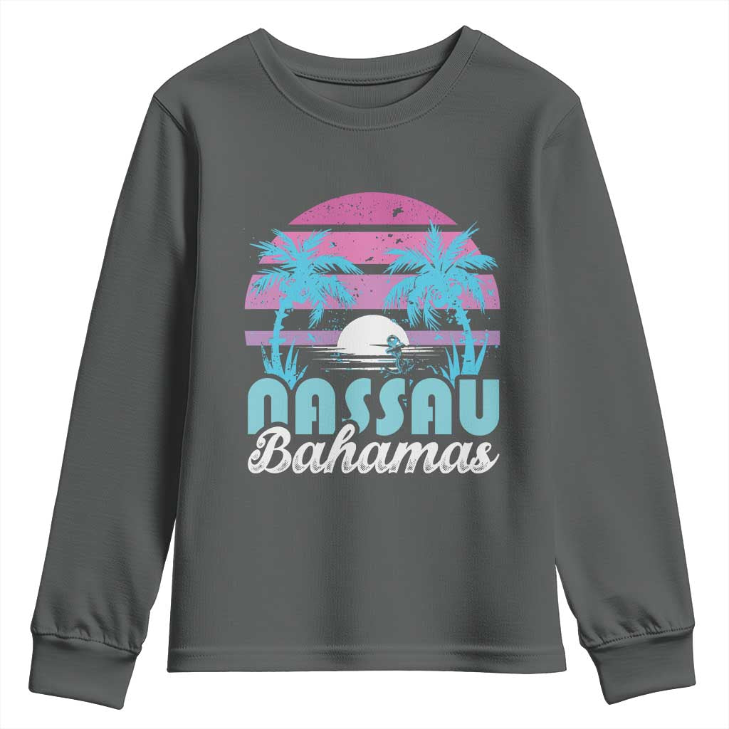 Vintage Nassau Youth Sweatshirt Tropical Island Palm Trees Beach Bahamas Vacation - Wonder Print Shop