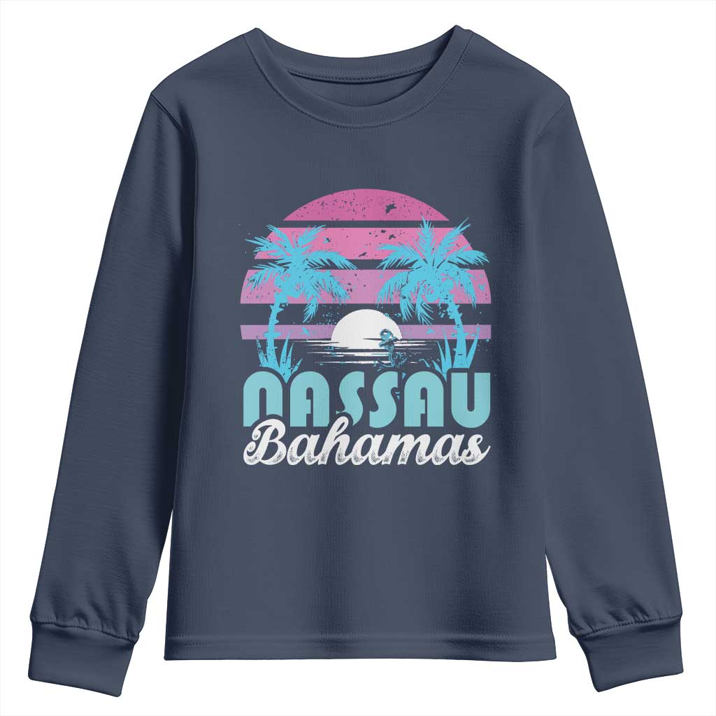 Vintage Nassau Youth Sweatshirt Tropical Island Palm Trees Beach Bahamas Vacation - Wonder Print Shop