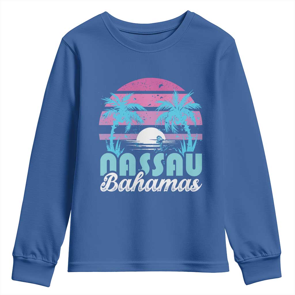 Vintage Nassau Youth Sweatshirt Tropical Island Palm Trees Beach Bahamas Vacation - Wonder Print Shop