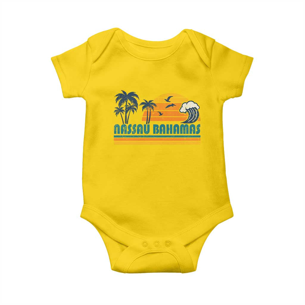 Vintage Nassau Baby Onesie Bahamas Vacation Beach Summer Retro Sunset - Wonder Print Shop