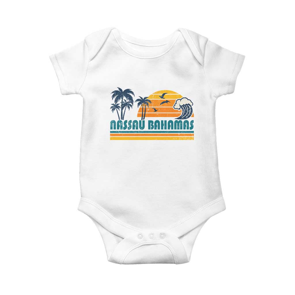 Vintage Nassau Baby Onesie Bahamas Vacation Beach Summer Retro Sunset - Wonder Print Shop