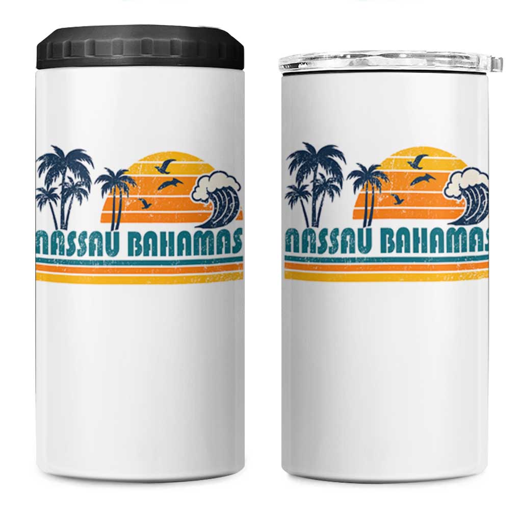 Vintage Nassau 4 in 1 Can Cooler Tumbler Bahamas Vacation Beach Summer Retro Sunset - Wonder Print Shop