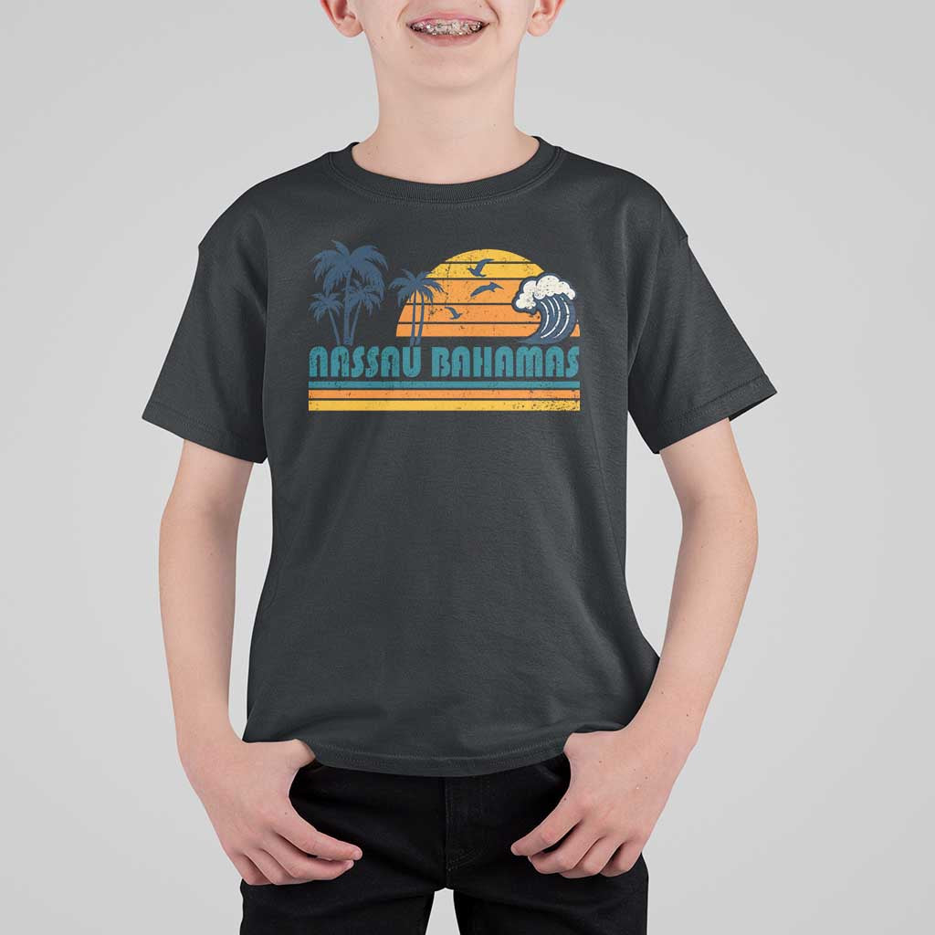 Vintage Nassau T Shirt For Kid Bahamas Vacation Beach Summer Retro Sunset - Wonder Print Shop