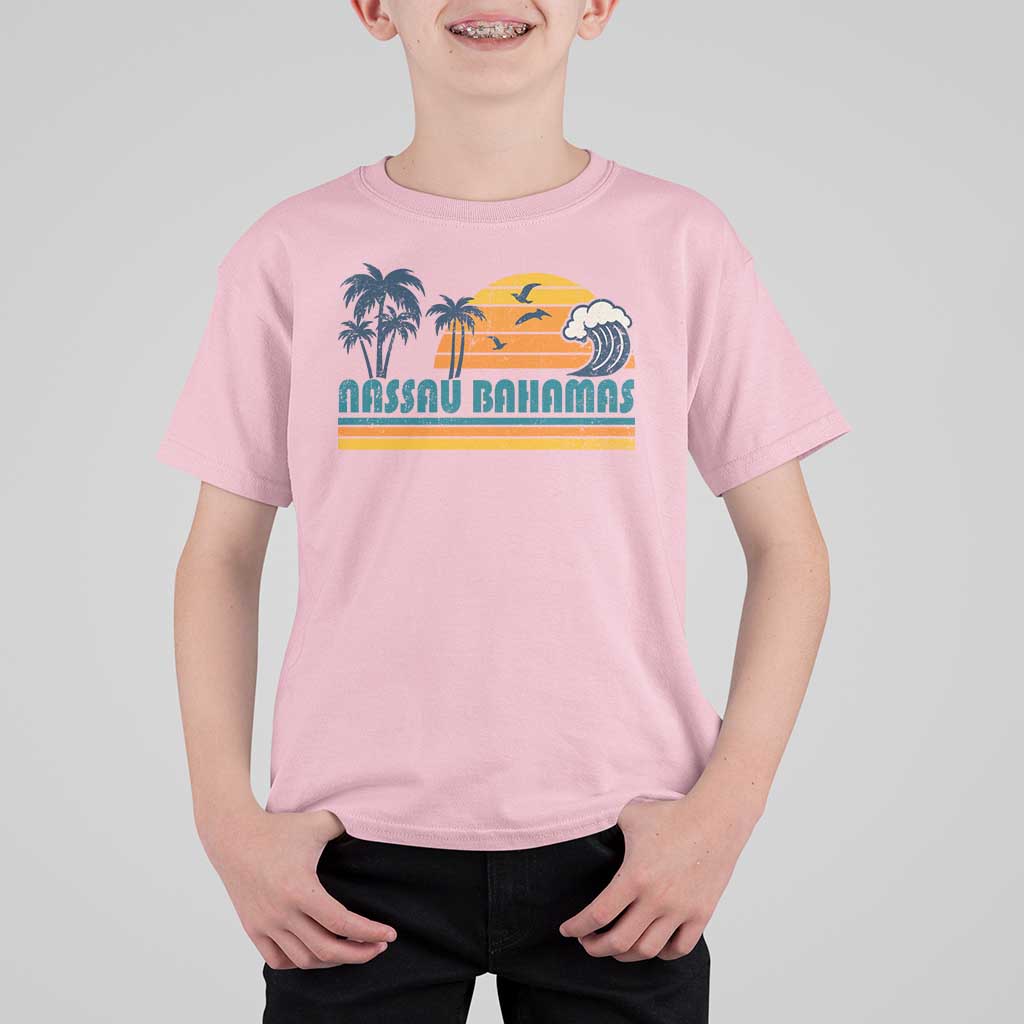 Vintage Nassau T Shirt For Kid Bahamas Vacation Beach Summer Retro Sunset - Wonder Print Shop