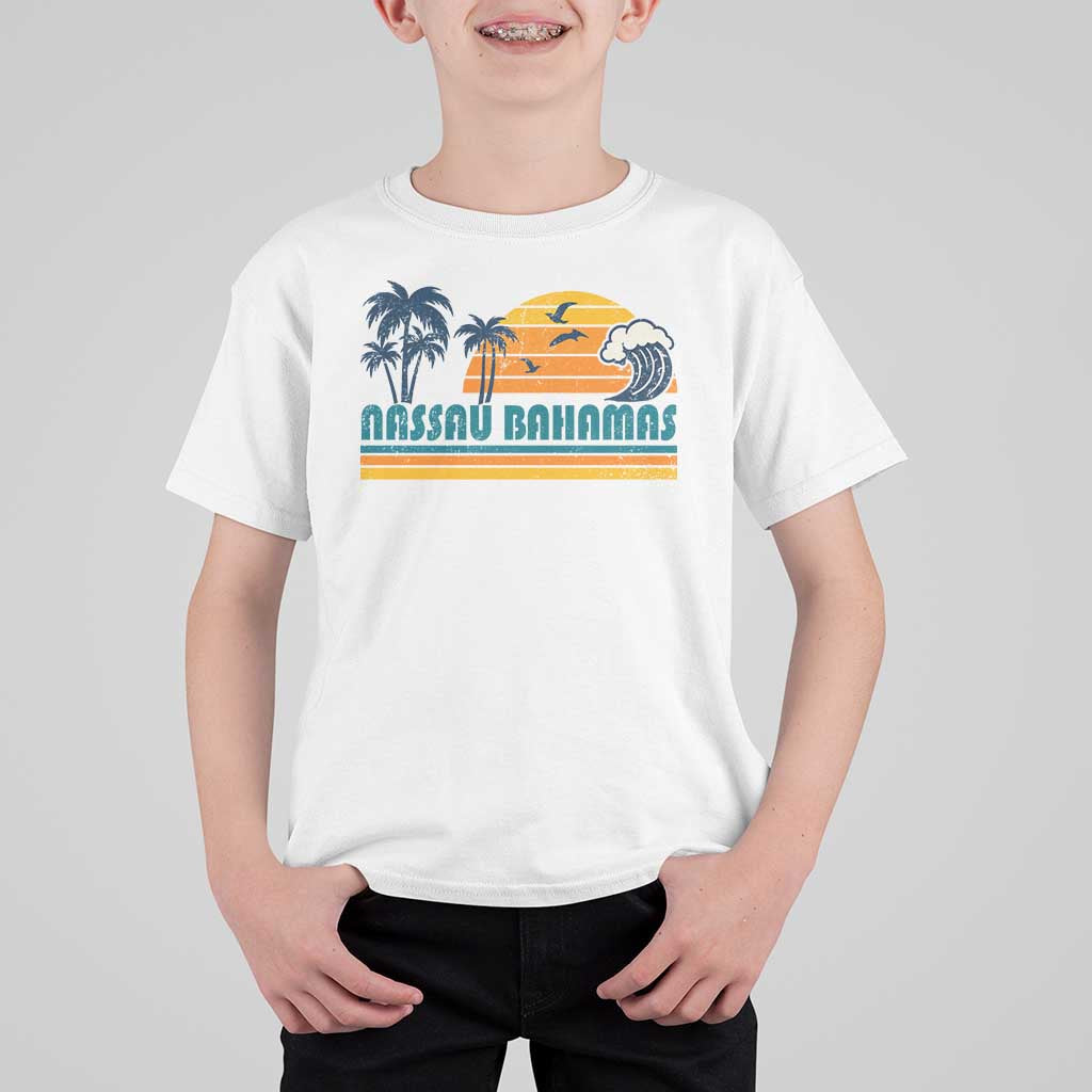 Vintage Nassau T Shirt For Kid Bahamas Vacation Beach Summer Retro Sunset - Wonder Print Shop