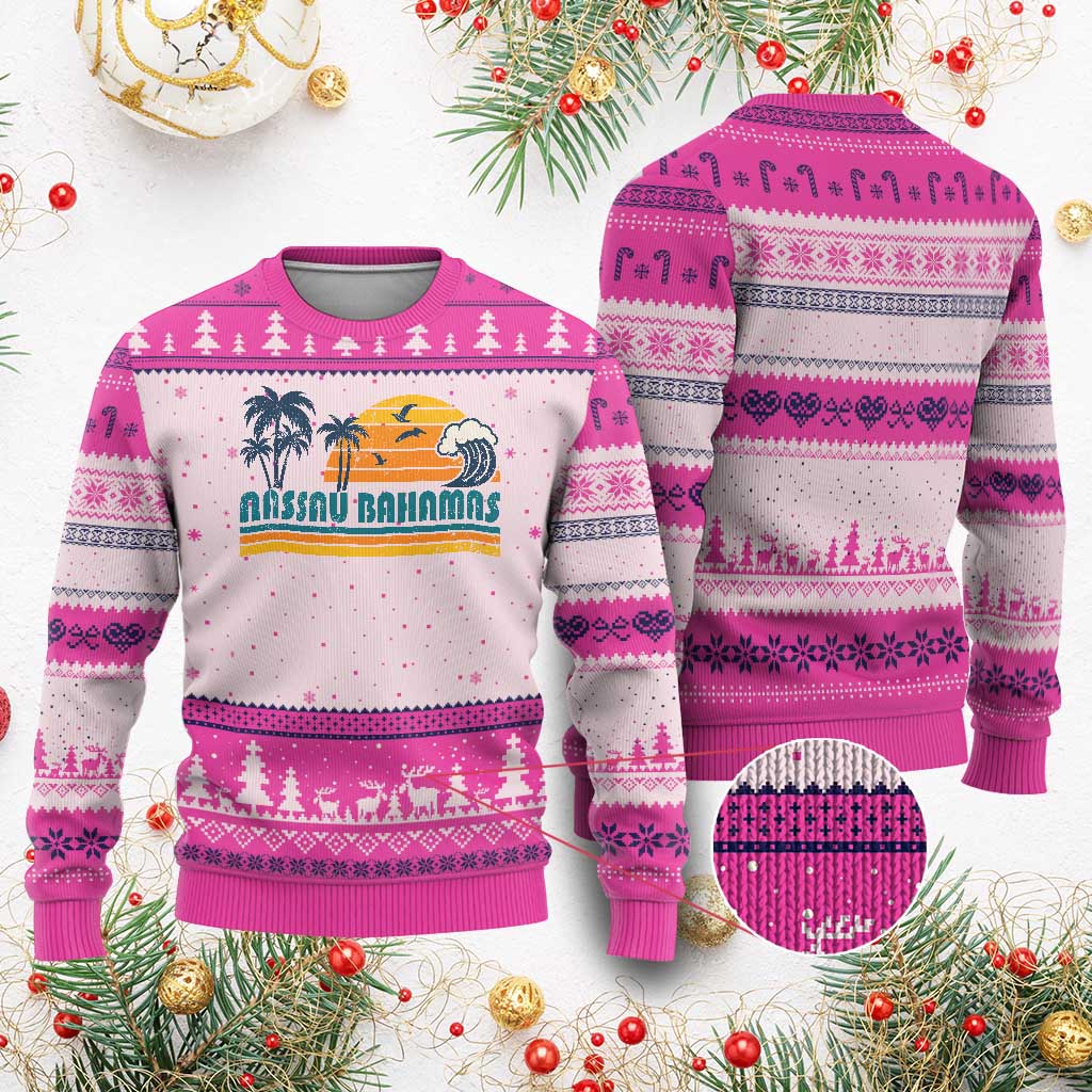 Vintage Nassau Ugly Christmas Sweater Bahamas Vacation Beach Summer Retro Sunset - Wonder Print Shop