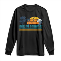 Vintage Nassau Long Sleeve Shirt Bahamas Vacation Beach Summer Retro Sunset - Wonder Print Shop